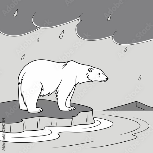 Polar Bear stranded on melting ice