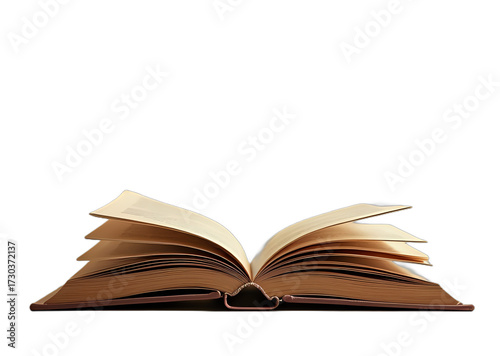 Open Antique Book Against Black Background