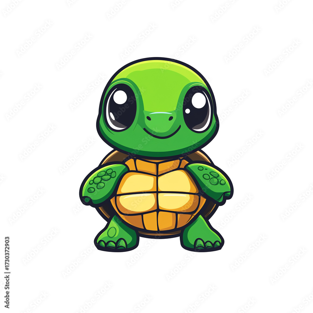 Fototapeta premium Cute Cartoon Turtle Mascot Logo Adorable Character Design