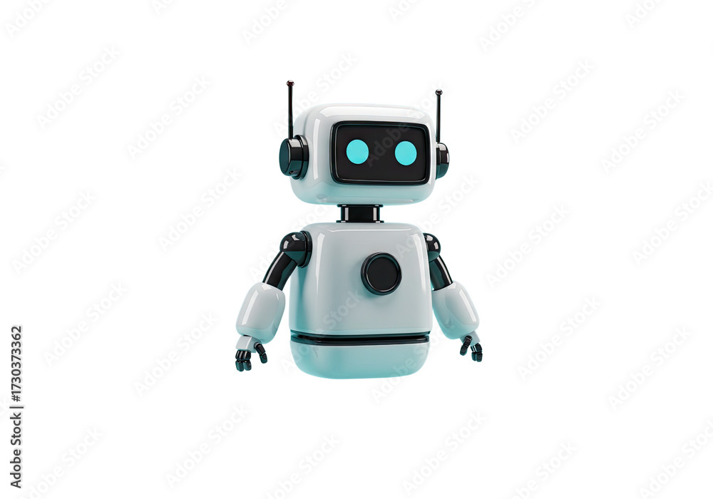 Fototapeta premium Modern robot character design with friendly features, perfect for AI and technology concepts