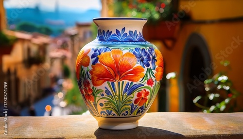 traditional italian ceramic vase showcasing vibrant hand painted floral designs reflecting the rich artistic heritage of the region