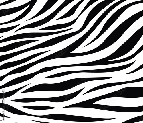 A striking zebra print pattern with bold black stripes on a white background creating a dynamic design