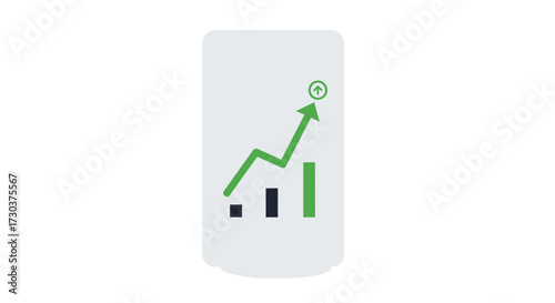 Abstract representation of economic growth and upward progression trend depiction with arrow
