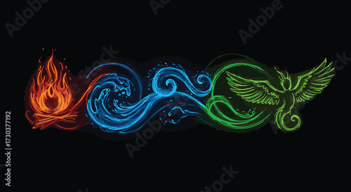 Elemental Harmony A Fusion of Fire, Water, Air, and Earth