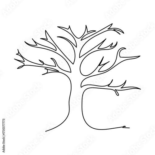 One line nature tree art
