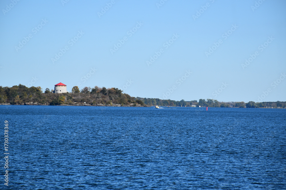 Naklejka premium The blue waters of the Saint Lawrence River, Kingston, Ontario, Canada
