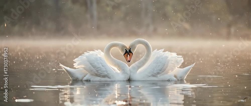 Two Swans Forming a Heart Shape - Elegant Love Symbol. This powerful symbol of love, loyalty, and soulmates is perfect for wedding content, anniversaries, and romantic declarations.