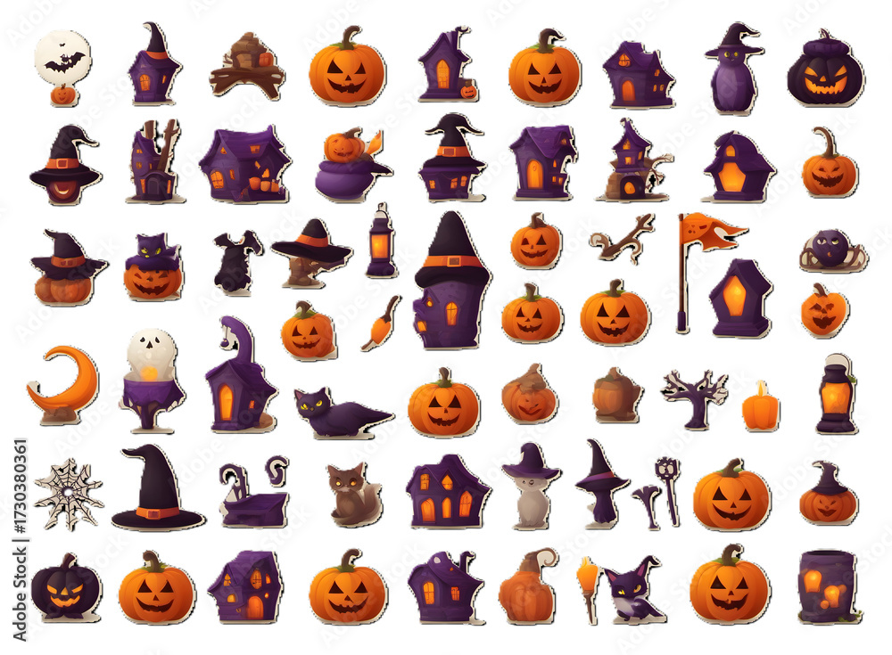 Fototapeta premium set of funny halloween pumpkins