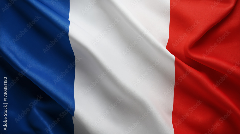 Fototapeta premium France flag waving french culture digital image vibrant colors close-up view national identity