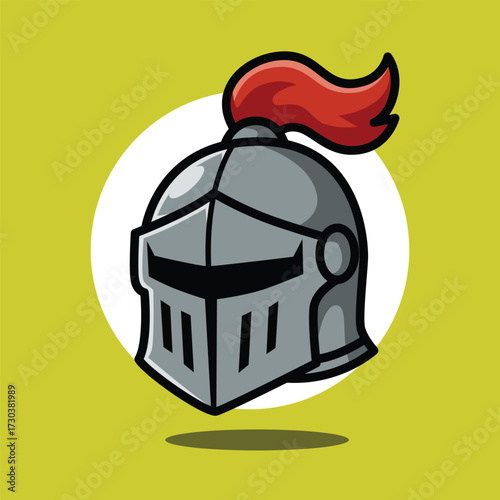 Knight Helmet Illustration for RPG Game Icon, Medieval Warrior Armor, and Fantasy Equipment Design