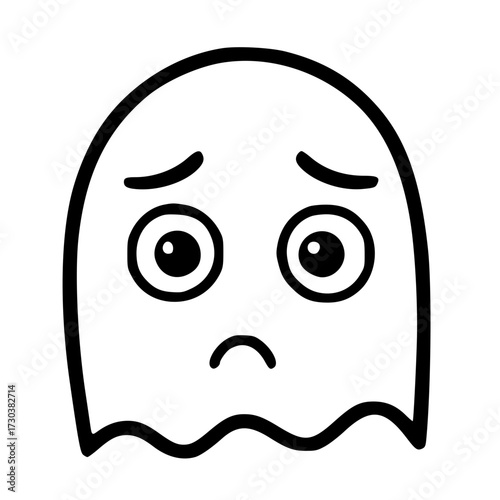 Sad confused cartoon face doodle illustration