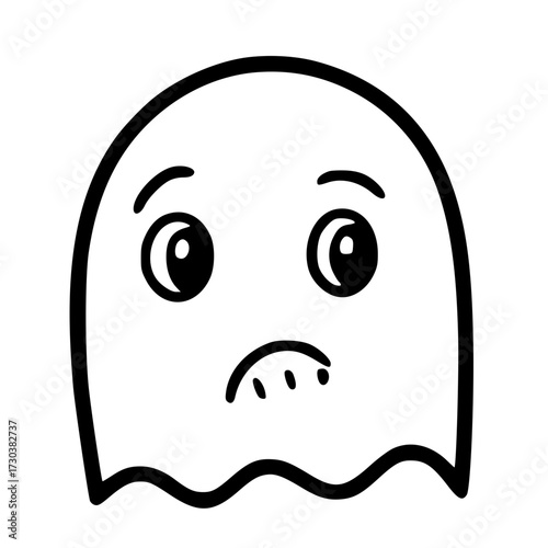 Worried cartoon face doodle line illustration