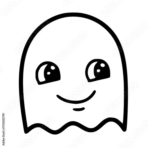 Cute smiling face outline emoji icon