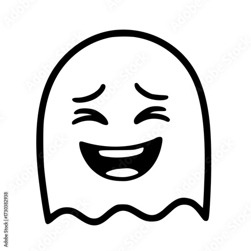 Happy laughing face outline emoji icon