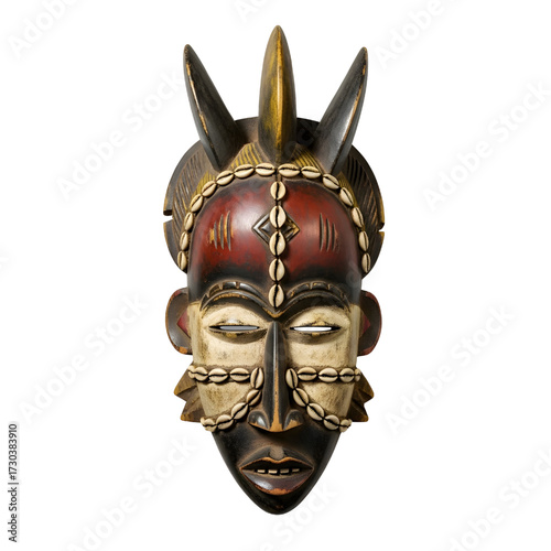 Traditional African tribal mask isolated on white background
