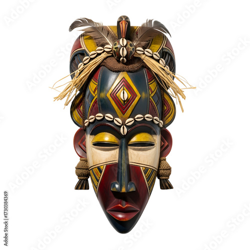 Traditional African tribal mask isolated on white background