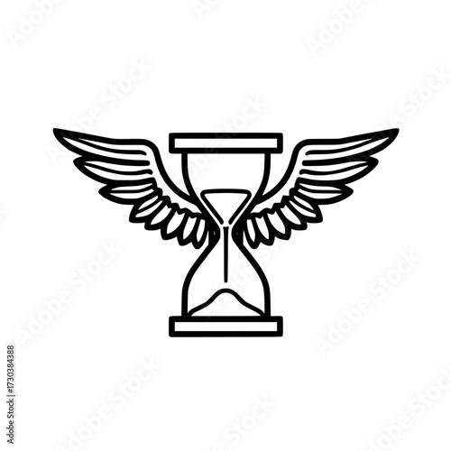 Elegant hourglass with wings symbolizing time's swift passage and creative inspiration