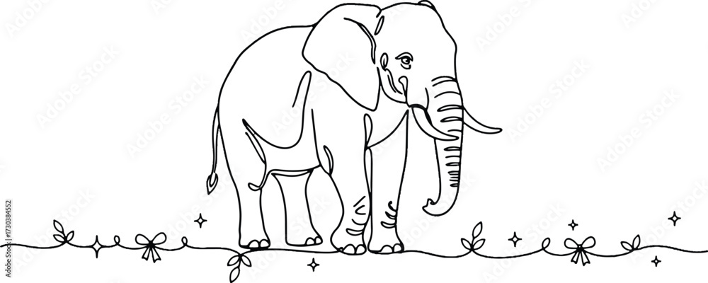 Fototapeta premium A minimal line Elephant drawing
