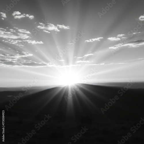 Rays of a New Dawn on black and white background