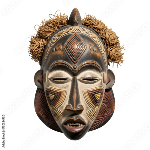 Traditional African tribal mask isolated on white background