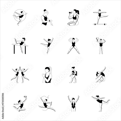 Handy Gymnastics and Leisure Hand Drawn Illustrations