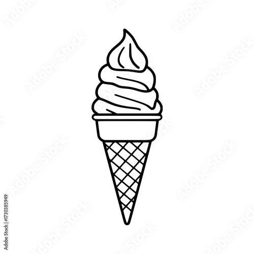 Delightful soft serve ice cream cone icon perfect for summer treats and dessert graphics