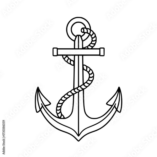 Classic nautical anchor with rope detail symbolizing stability and maritime adventure