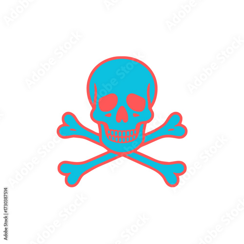 Vibrant skull and crossbones illustration, perfect for Halloween designs and pirate themes