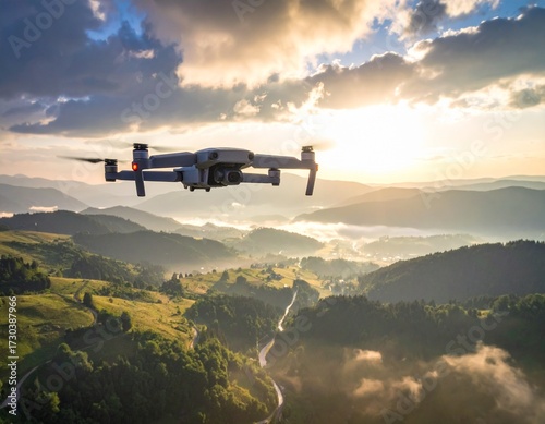 Wallpaper Mural Modern drone flying in the sky Torontodigital.ca