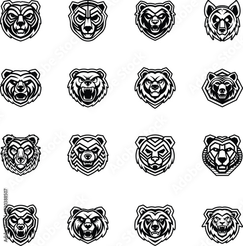 Collection of Glyph Style Bear Logos 

