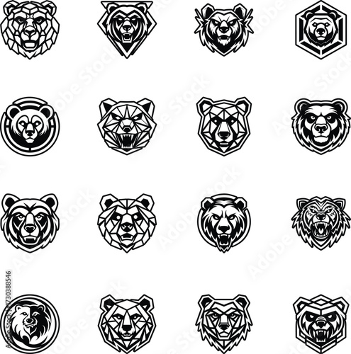 Collection of Glyph Style Bear Logos 

