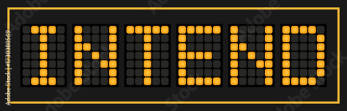 Orange color led banner in word intned on black background