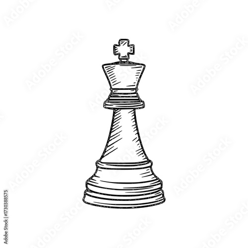 Strategic chess king piece sketch symbolizing leadership, intellect, and victory in business
