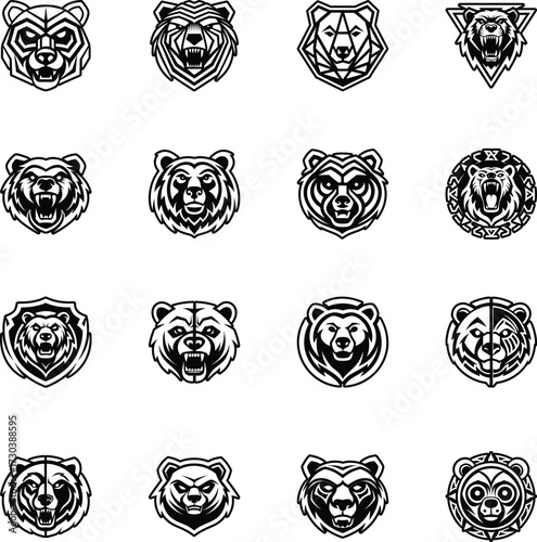 Collection of Glyph Style Bear Logos 

