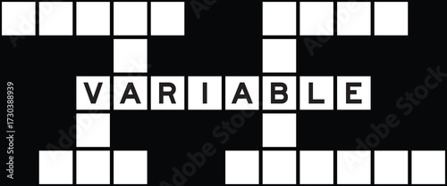 Alphabet letter in word variable on crossword puzzle background