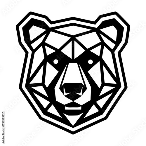 Grizzly bear face icon in glyph style