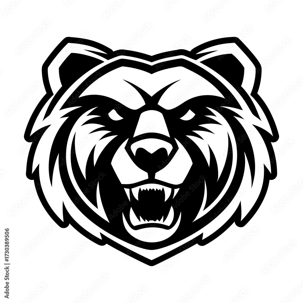 Obraz premium Filled style icon of showing a wild bear logo