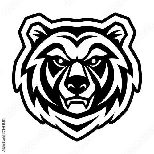 Grizzly bear face icon in glyph style