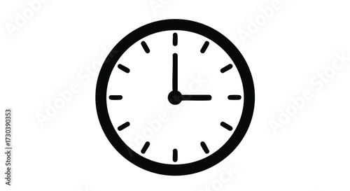 Minimalist vector clock icon representing time management, scheduled appointments, and punctuality for various digital and print applications, indicating efficiency and deadlines