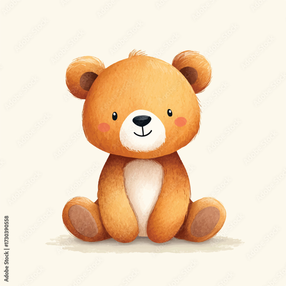 Fototapeta premium Adorable Watercolor Teddy Bear Illustration for Childrens Designs.