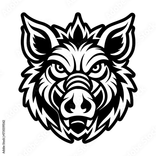 Grizzly bear face icon in glyph style