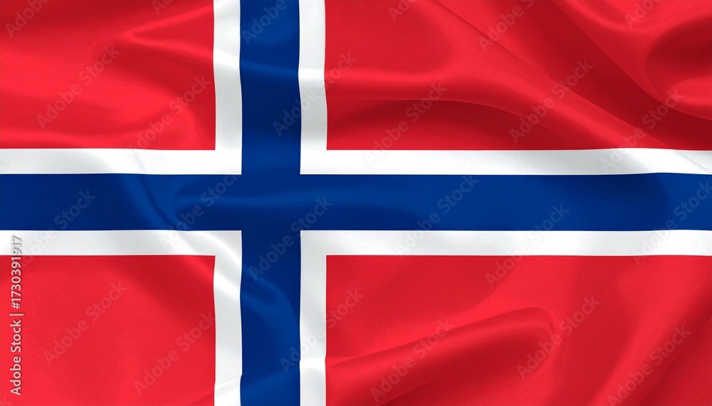 Fototapeta premium Norway flag, realistic texture, Nordic cross design, symbolic elegance.