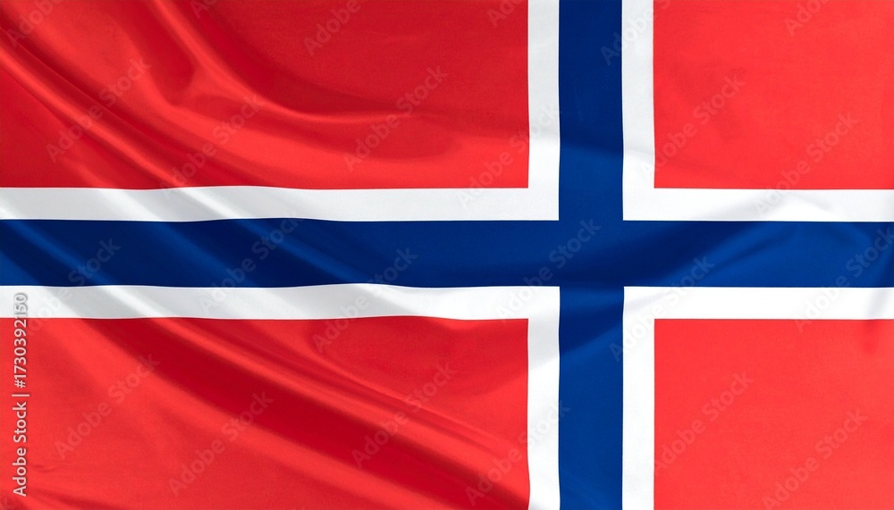 Fototapeta premium Norway flag, realistic texture, Nordic cross design, symbolic elegance.