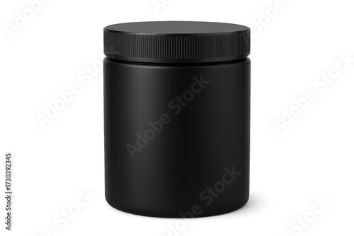 Black matte plastic jar for supplement powder mockup