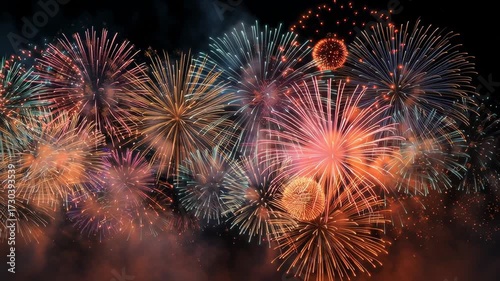 Colorful Fireworks Display Lighting up the Night Sky During a Festive Celebration