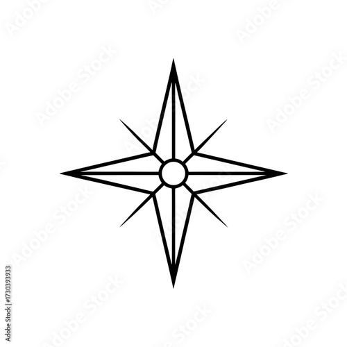 Simple star shape with circle in middle silhouette