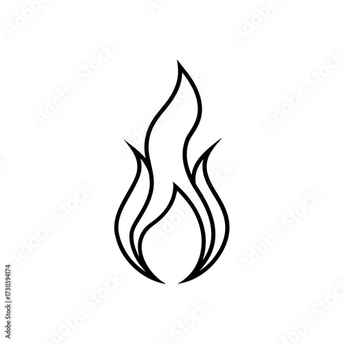 Simple outline drawing of a flame design silhouette