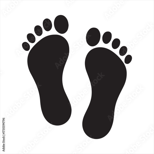 "Human Footprints Silhouette Barefoot Walking Steps Icon"