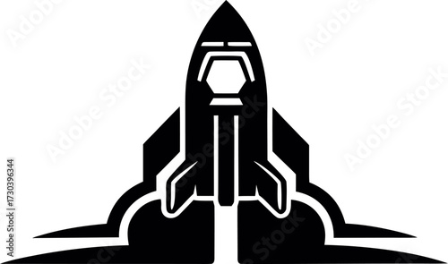 Space rocket vector illustration, Launch icon, Shuttle and astronaut cartoon art