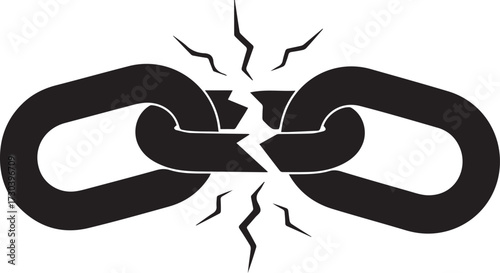 Symbolic representation of a broken chain link signifying failure or separation